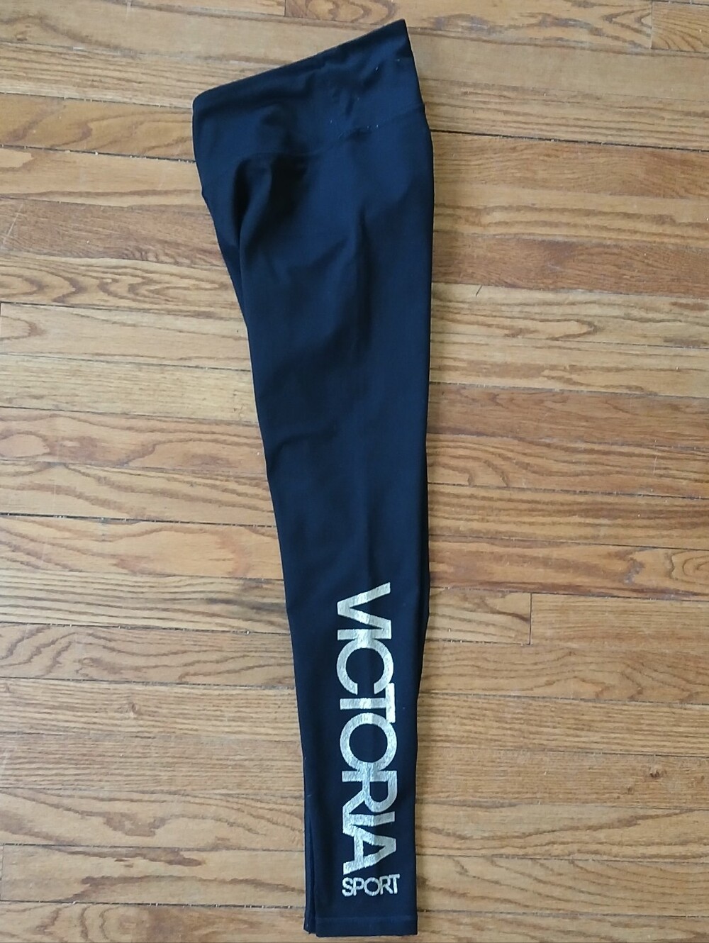 Victoria's Secret Black Leggings with Gold Victoria Logo - Picture 3 of 6